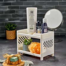 SÜS Deconox 2 Katlı Çok Amaçlı Makyaj Organizeri – Şeffaf Akrilik Takı & Kozmetik Düzenleyici | Banyo, Mutfak ve Çalışma Odası Için Raf | Modern ve Yer Tasarruflu