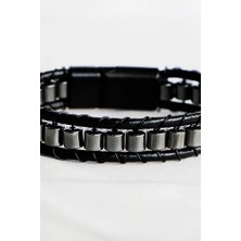 Biuti El Yapımı Hematit Doğal Taşlı Erkek Bilekliği, Sevgililer Günü Hediyesi