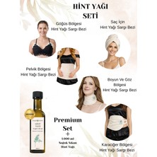 Dengeli Market Hint Yağı Sargısı Premıum Set: Karaciğer, Pelvik, Boyun/göz, Saç ve Göğüs Bölgesi Sargı Bezi + 1.000 ml Hekzansız Hint Yağı