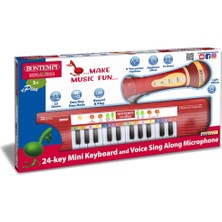 NW NessiWorld 24 Tuşlu Elektronik Mikrofonlu Işıklı Org Seti Kırmızı