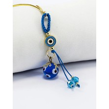 Biuti Turkuaz Çok Gözlü Nazar Boncuklu Özel Tasarım Elastik Ipli Dikiz Ayna Süsü, Yeni Araba Hediyesi