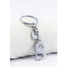 Biuti Gümüş Renkli Metal S Harfi Anahtarlık, Modern Stil Metal Kalp