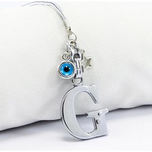 Biuti Metal Nazar Boncuğu Yıldız G Harfli Dikiz Ayna Süsü, Elastik Ipli Hediyelik Yeni Araba Hediyesi