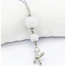 Biuti Incili Harfli Dikiz Ayna Süsü K Harfi, Gümüş Renkli Hediyelik Yeni Araba Hediyesi