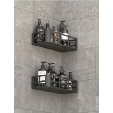 SÜS 2'li Banyo Rafı Seti,, Yapışkanlı Montaj, Dayanıklı Plastik, Şampuanlık ve Sabunluk, Duş Organizatörü