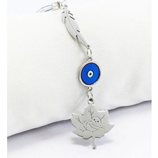 Biuti Metal Nazar Boncuğu Araba Dikiz Ayna Süsü, Çelik Ipek Böceği Yaprak