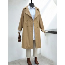 Modamorfo Bolero Detaylı Kemerli Araboy Trençkot -Vizon