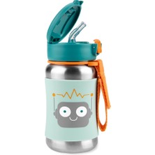 NW NessiWorld Robot Tasarımlı Pipetli Paslanmaz Çelik Suluk 350 ml Küçük Ellere Uygun