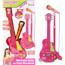NW NessiWorld Elektronik Ayaklı Mikrofonlu Pembe Gitar