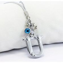 Biuti Metal Nazar Boncuğu Yıldız Ç Harfli Dikiz Ayna Süsü, Elastik Ipli Hediyelik Yeni Araba Hediyesi