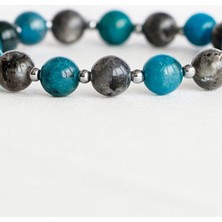 Biuti Apatit ve Spektrolit Doğal Taşlı Lastikli Bileklik 8mm Hediyelik El Yapımı Aksesuar