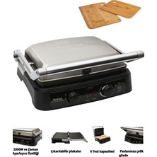 Tefal Grill Gourmet Minute Tost Makinesi ve Izgara 2000 Watt Inox Paslanmaz Çelik 6 Dilim Kapasiteli + Hediye Doğal Ahşap Kesme Tahtası Seti
