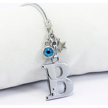 Biuti Metal Nazar Boncuğu Yıldız B Harfli Dikiz Ayna Süsü, Elastik Ipli Hediyelik Yeni Araba Hediyesi