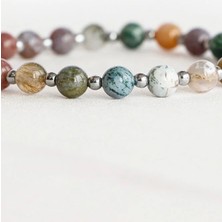 Biuti Yosun Akik Doğal Taşlı Lastikli Bileklik 6mm, Hediyelik Doğal Güzellikler