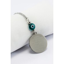 Biuti Yeşil Nazar Gümüş Renkli 316L Paslanmaz Çelik Ayetel Kürsi / Felak Nas Ihlas Araba Dikiz Ayna Süsü