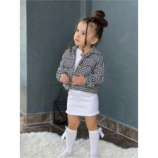 Butik Kız Çocuk Kazayağı Desenli Ceket Özel Tasarım