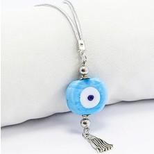 Biuti Bebek Mavisi Nazar Boncuğu Araba Dikiz Ayna Süsü, El Yapımı Cam Danagözü Püsküllü