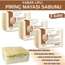 Organicsun Doğal Kabak Lifli Pirinç Mayası Sabunu 120 gr x 3 Adet - Tüm Cilt Tipleri - Beyazlatıcı ve Aydınlatıcı Etkili