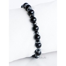 Biuti Hematit ve Oniks Doğal Taşlı Elastik Bileklik 8mm Hediyelik El Yapımı Aksesuar