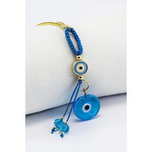 Biuti Turkuaz Nazar Boncuklu Özel Tasarım Elastik Ipli Dikiz Ayna Süsü, Yeni Araba Hediyesi