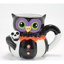 EkoAlışverişDünyam Kurukafa Tutan Baykuş Figürlü Seramik Kupa Bardak