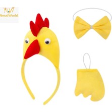 NW NessiWorld Çocuk Horoz Tavuk Kostüm Seti 3 Parça (Taç + Papyon + Kuyruk)