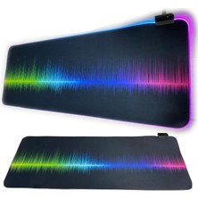 Nisar Store 80X30CM Büyük Boy Xxl Resimli Desenli Mousepad Rgb LED Işıklı Gaming Gamer Oyuncu Mouse Pad (Frekans)