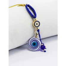 Biuti Çarkıfelek Beyaz Nazar Boncuklu Özel Tasarım Elastik Ipli Dikiz Ayna Süsü, Yeni Araba Hediyesi