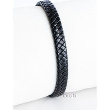 Biuti Siyah Hakiki Deri Örgülü Erkek Bileklik Mıknatıslı Metal Açma Kapama, Sevgililer Günü Hediyesi