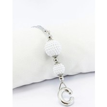 Biuti Incili Harfli Dikiz Ayna Süsü C Harfi, Gümüş Renkli Hediyelik Yeni Araba Hediyesi