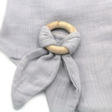 NW NessiWorld Ahşap Diş Kaşıyıcılı Bürümcük Müslin Önlük 736 Gri