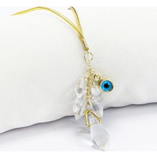 Biuti Sun Catcher Arabası Dikiz Ayna Süsü Kristal Salkımlı, Metal Çift Taraflı Nazar Boncuklu