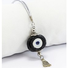 Biuti Siyah Nazar Boncuğu Araba Dikiz Ayna Süsü, El Yapımı Cam Danagözü Püsküllü