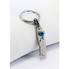 Biuti Meslek Hediyesi Anahtarlığı Çift Taraflı Cam Nazar Boncuğu Metal Satır Anahtarlık