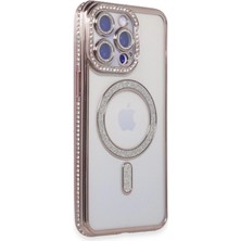 LuxeGem Iphone 15 Pro Kılıf Joke Simli Magneticsafe Kılıf - Pembe