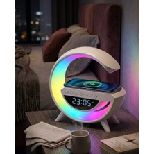 Bi Seyyar Rgb Işıklı Kablosuz Şarjlı Bluetooth Hoparlör Saat ve Alarm Özellikli