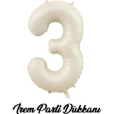İrem Parti Dükkanı Retro Deniz Kumu Bej Krem 3 Yaş Rakam Balon 74 cm 34 Inç