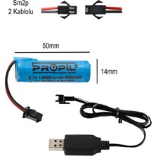 Propil 3.7V 14500 Li-On Oyuncak Pili ve USB Şarj Cihazı Siyah Soketli