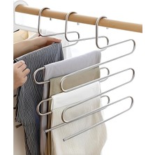 Gül Home PLANA HOME Dolap Içi 5 Katlı Metal Krom Pantolon Askısı 2'li Set - Yer Tasarrufu Sağlayan Şal Eşarp ve Kravat Düzenleyici