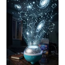 Bi Seyyar Bluetooth Hoparlörlü Yıldız Projeksiyon Gece Lambası Uzaktan Kumandalı ve Döner Işık Efektl