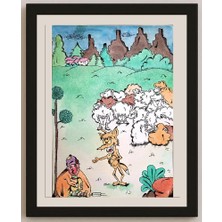 Karikatural Mohamed Reza 29X21CM Orijinal Karikatür BOD03285