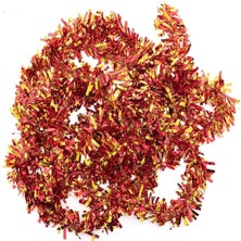 LuxeGem Kırmızı Altın Renk 4 cm Genişlik Garland Çift Renk Sim Süs 180 cm