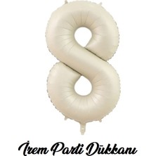 İrem Parti Dükkanı Retro Deniz Kumu Bej Krem 8 Yaş Rakam Balon 74 cm 34 Inç