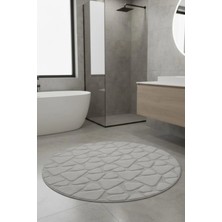 Çelebihome Beyaz Pamuk Banyo Paspası Makinede Yıkanabilir Kaymaz Taban Su Emici Yuvarlak Banyo Paspası