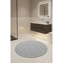 Çelebihome Beyaz Pamuk Banyo Paspası Makinede Yıkanabilir Kaymaz Taban Su Emici Yuvarlak Banyo Paspası