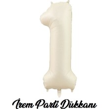 İrem Parti Dükkanı Retro Deniz Kumu Bej Krem 1 Yaş Rakam Balon 74 cm 34 Inç