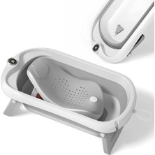 Npol Thermae Katlanabilir Bebek Küveti, Kaymaz Banyo Koltuğu ile - Yenidoğan Bebekler Için Küvet - Termometreli Bebek Küveti - Doğumdan 3 Yaşına Kadar Bebek Küveti - Bebek Banyosu - Katlanabilir Küvet