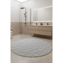 Çelebihome Beyaz Pamuk Banyo Paspası Makinede Yıkanabilir Kaymaz Taban Su Emici Yuvarlak Banyo Paspası