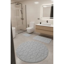 Çelebihome Beyaz Pamuk Banyo Paspası Makinede Yıkanabilir Kaymaz Taban Su Emici 3'lü Takım Banyo Paspası