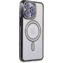 LuxeGem Iphone 15 Pro Kılıf Joke Simli Magneticsafe Kılıf - Siyah